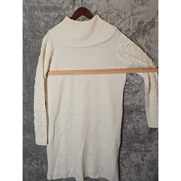 Willow Glenn Women's Cream Textured Cowl Neck Long Sleeve Sweater Dress XL - Picture 7 of 13